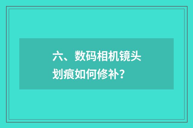 六、数码相机镜头划痕如何修补?
