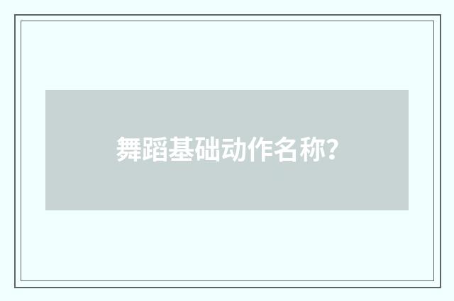 舞蹈基础动作名称？