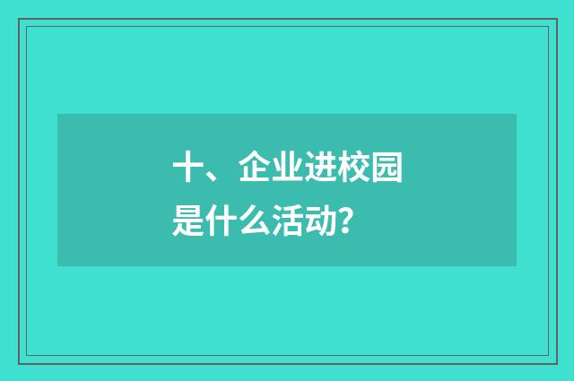 十、企业进校园是什么活动？