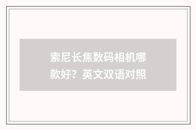 索尼长焦数码相机哪款好？英文双语对照