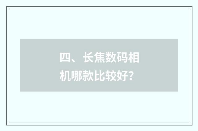 四、长焦数码相机哪款比较好？