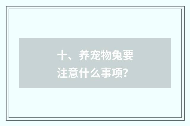 十、养宠物兔要注意什么事项？