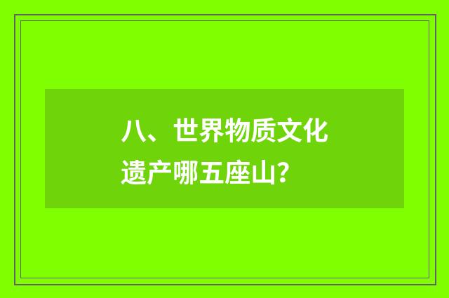 八、世界物质文化遗产哪五座山？