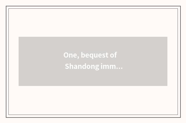 One, bequest of Shandong immaterial culture?