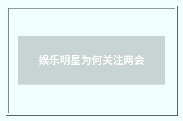 娱乐明星为何关注两会