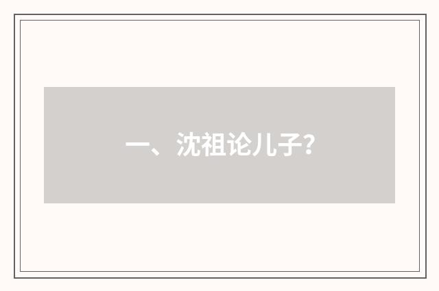 一、沈祖论儿子？