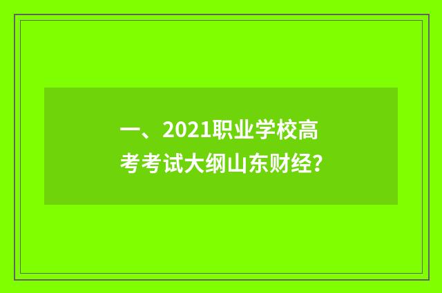 一、2021职业学校高考考试大纲山东财经？