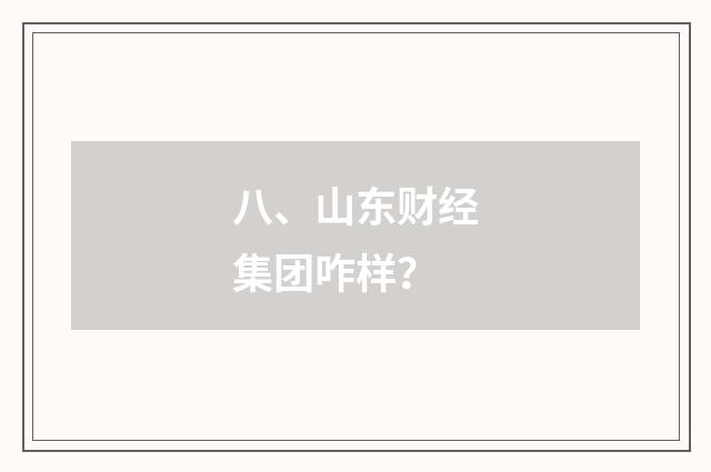 八、山东财经集团咋样？