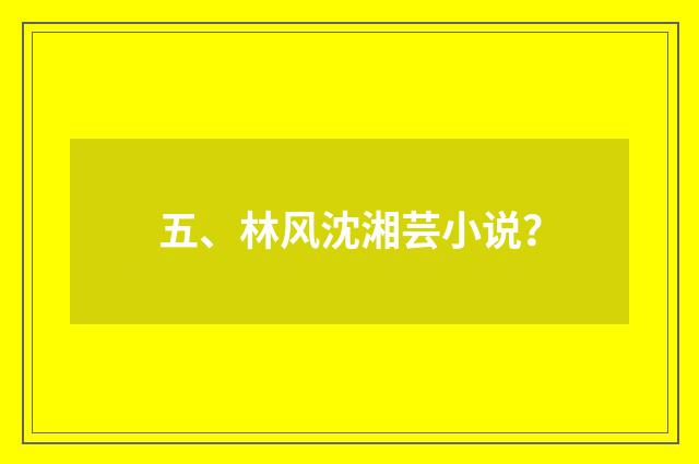五、林风沈湘芸小说？