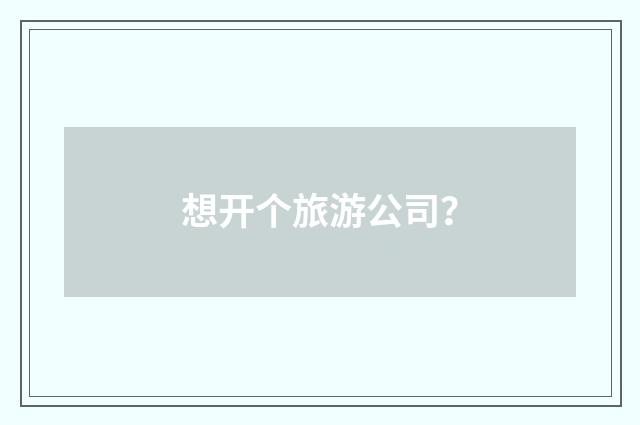想开个旅游公司？
