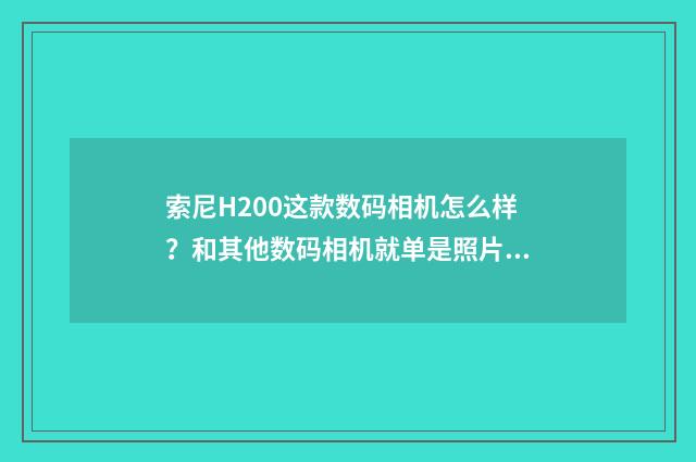 索尼H200这款数码相机怎么样？和其他数码相机就单是照片质量这个问题做比较，属于上中下哪个层次？英文双语对照