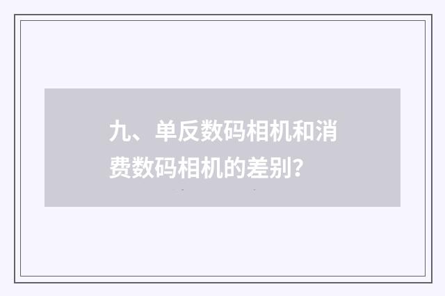 九、单反数码相机和消费数码相机的差别？