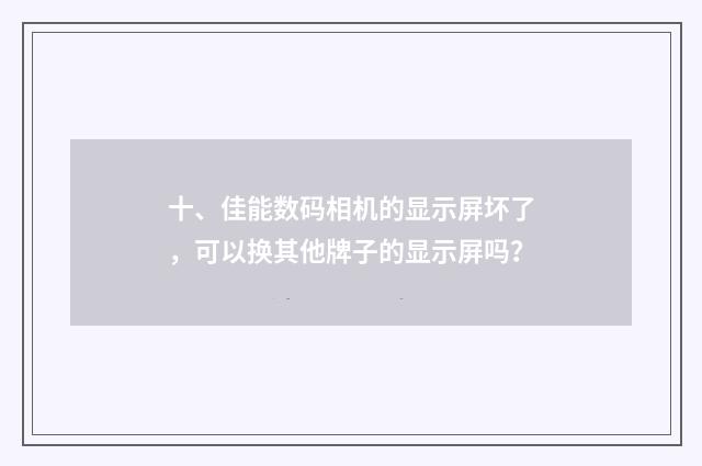 十、佳能数码相机的显示屏坏了，可以换其他牌子的显示屏吗？