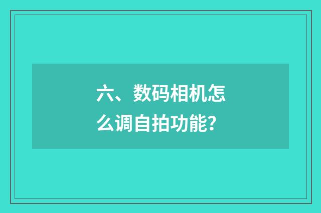 六、数码相机怎么调自拍功能？