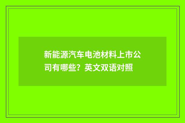 新能源汽车电池材料上市公司有哪些？英文双语对照