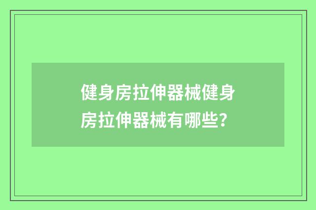 健身房拉伸器械健身房拉伸器械有哪些？