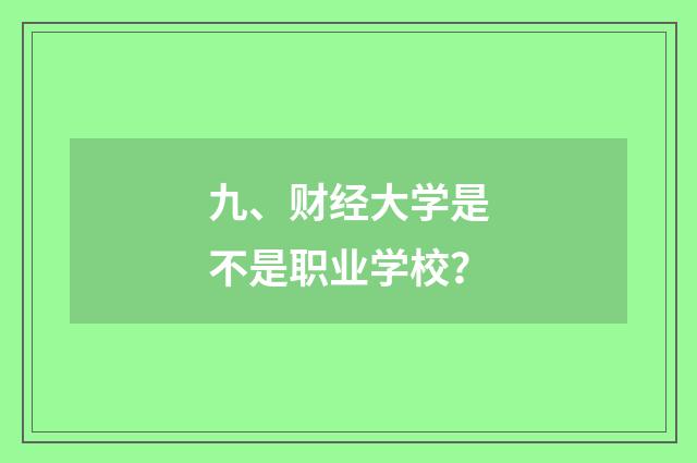 九、财经大学是不是职业学校？