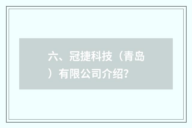 六、冠捷科技（青岛）有限公司介绍？