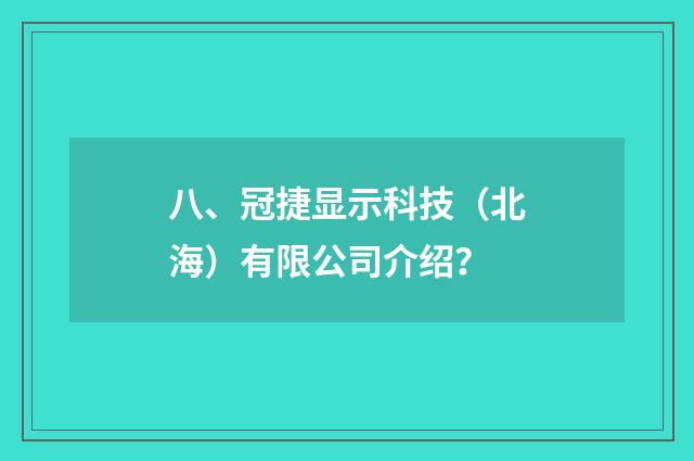 八、冠捷显示科技（北海）有限公司介绍？