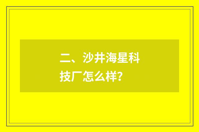 二、沙井海星科技厂怎么样？