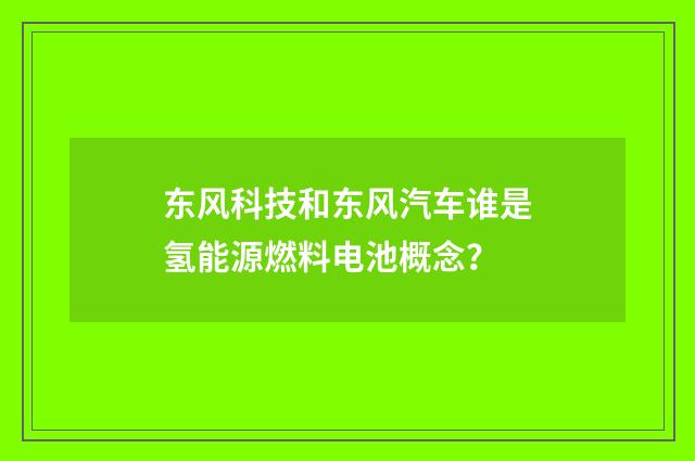 东风科技和东风汽车谁是氢能源燃料电池概念？