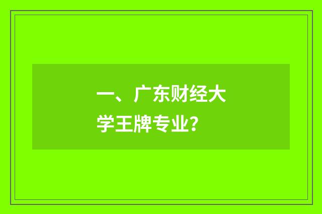一、广东财经大学王牌专业？