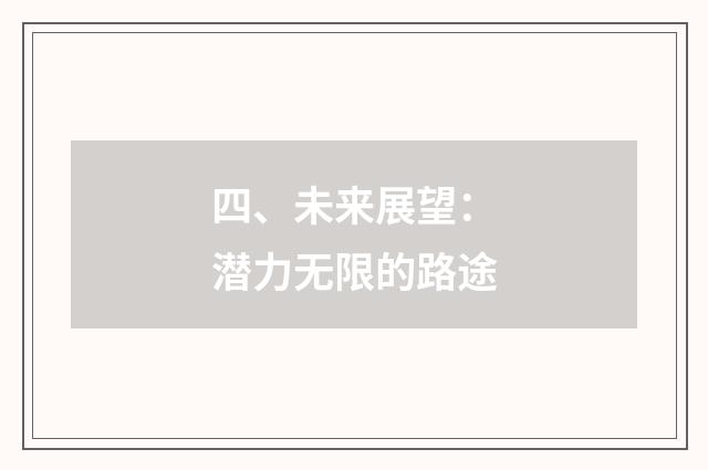 四、未来展望：潜力无限的路途