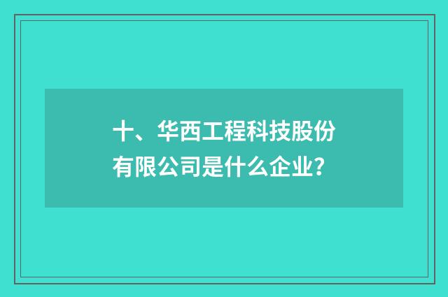 十、华西工程科技股份有限公司是什么企业?