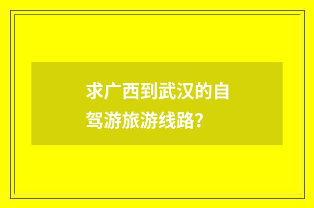 求广西到武汉的自驾游旅游线路？