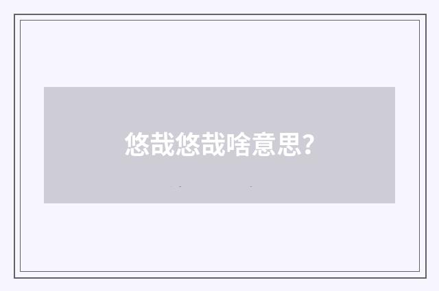悠哉悠哉啥意思？