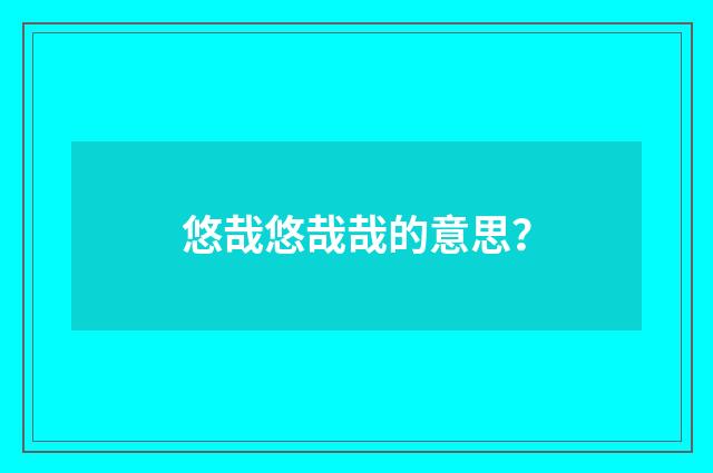 悠哉悠哉哉的意思？