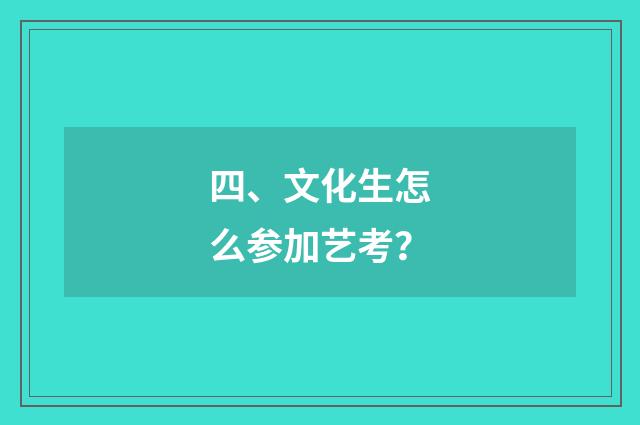 四、文化生怎么参加艺考？