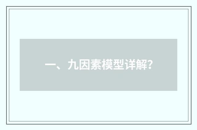 一、九因素模型详解？