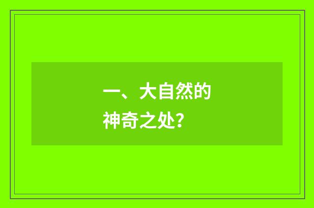 一、大自然的神奇之处？