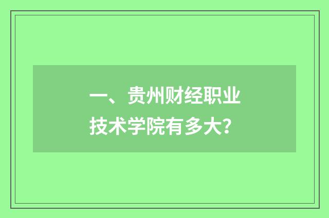 一、贵州财经职业技术学院有多大？