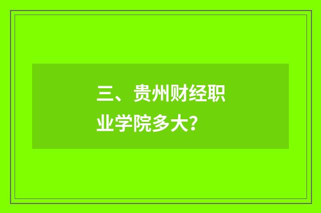 三、贵州财经职业学院多大？