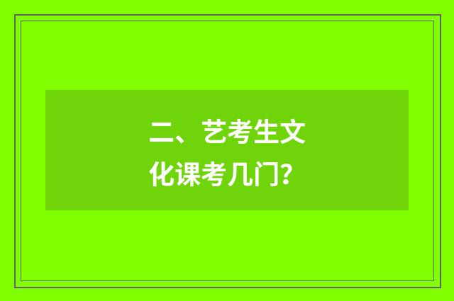 二、艺考生文化课考几门?