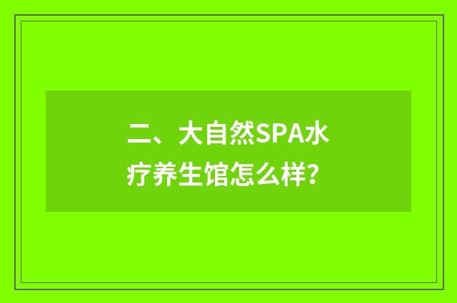 二、大自然SPA水疗养生馆怎么样?