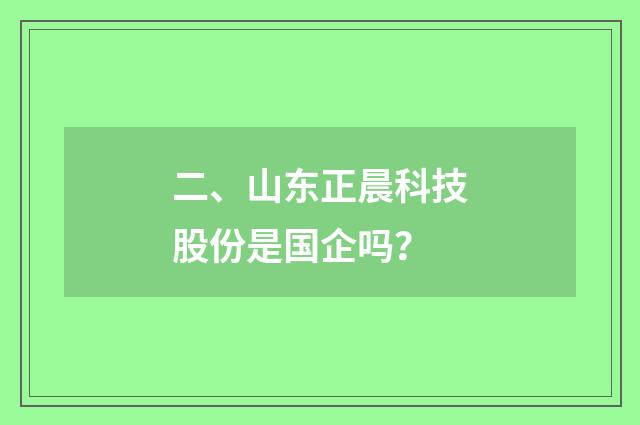 二、山东正晨科技股份是国企吗？