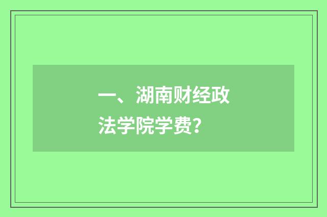 一、湖南财经政法学院学费？