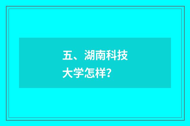五、湖南科技大学怎样？