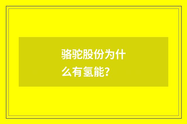 骆驼股份为什么有氢能？