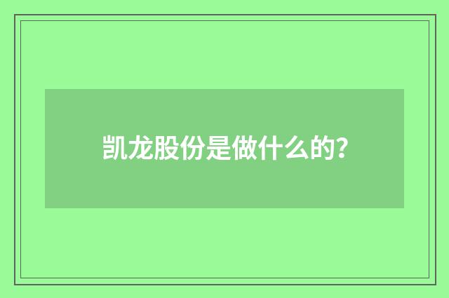 凯龙股份是做什么的？