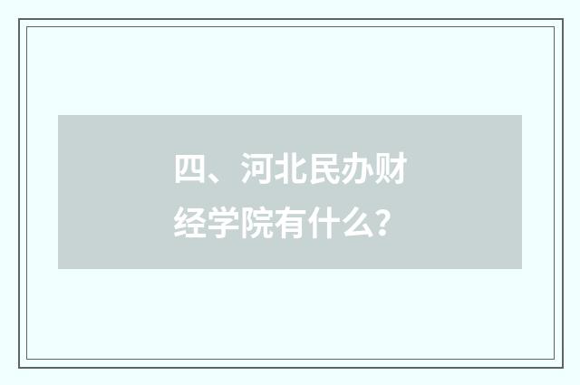 四、河北民办财经学院有什么？