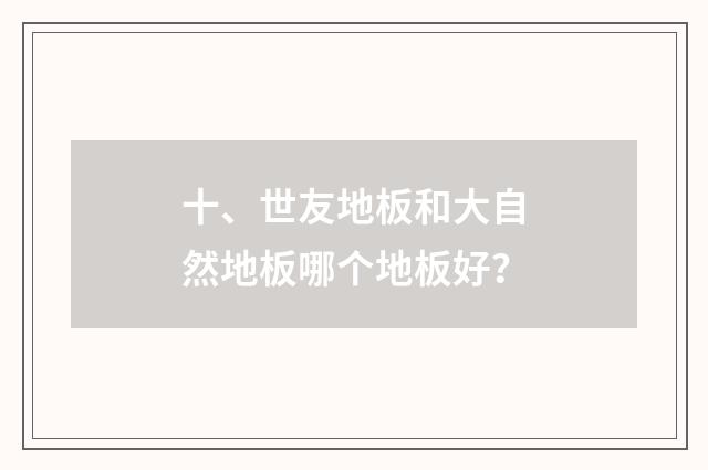 十、世友地板和大自然地板哪个地板好？
