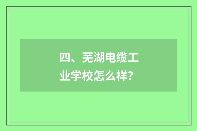 四、芜湖电缆工业学校怎么样？