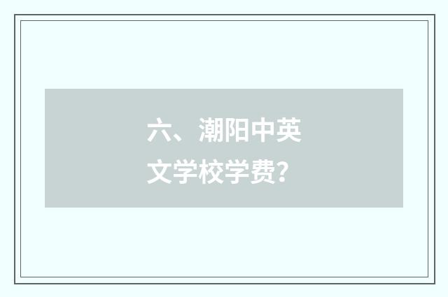 六、潮阳中英文学校学费？