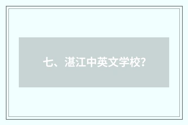 七、湛江中英文学校？