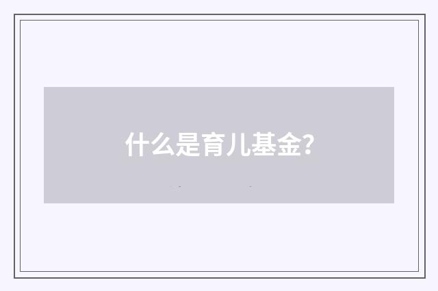 什么是育儿基金？