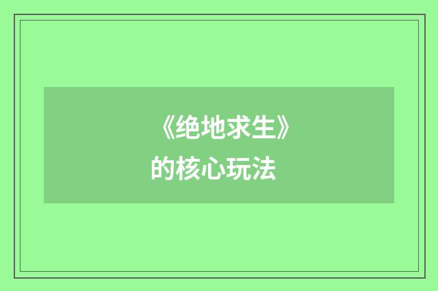 《绝地求生》的核心玩法